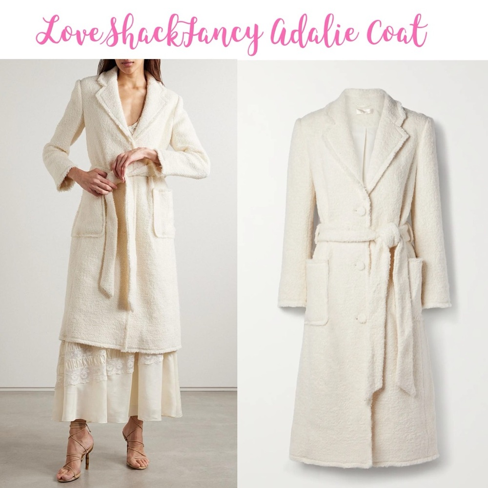 LoveShackFancy Adalie White Belted Coat